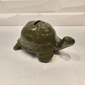 Vintage Turtle Ceramic Bank Green Tortoise Sea Ceramic Has‎ Stopper